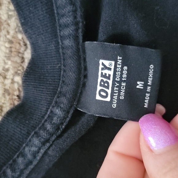 Obey Long Sleeve Shirt Size Medium Black Roses - Picture 2 of 5